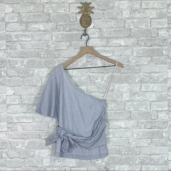 NWT 1.State Revolve One Shoulder Tie Stripe Top - Picture 3 of 5